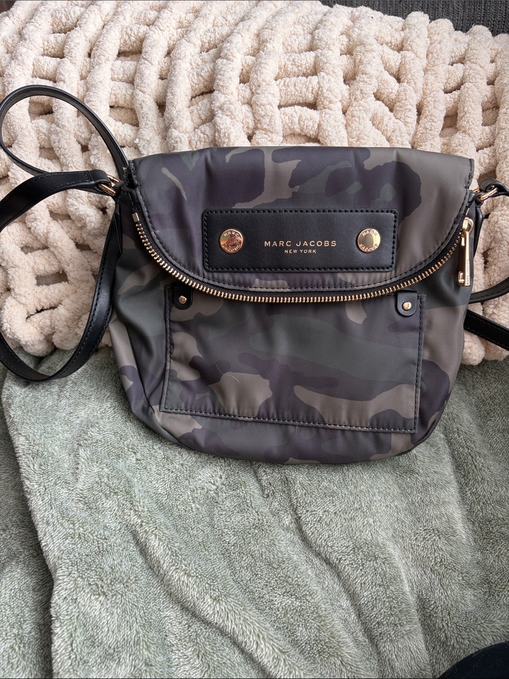 Marc Jacobs Camo Nylon Crossbody with Gold Hardware